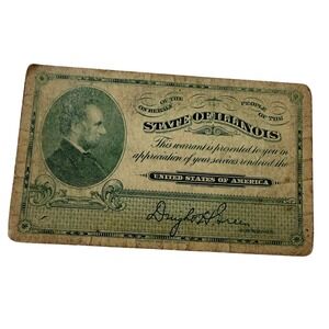 Antique State of Illinois Civil War Service Warrant